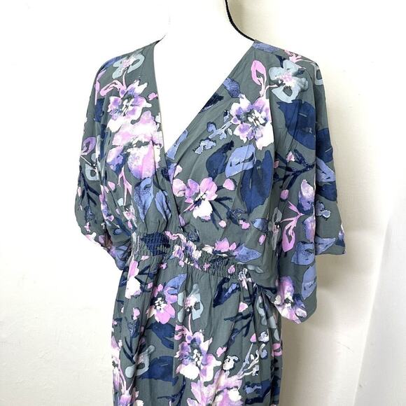 Jessica Simpson Floral Pink Green Maternity Wrap Maxi Dress Size Medium NWT - Picture 8 of 16